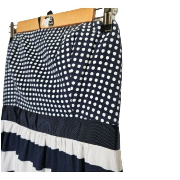 Vineyard Vines sz 6 Long Strapless Dress Back Bow Zip Polka Dot Stripes Lined - Picture 10 of 16